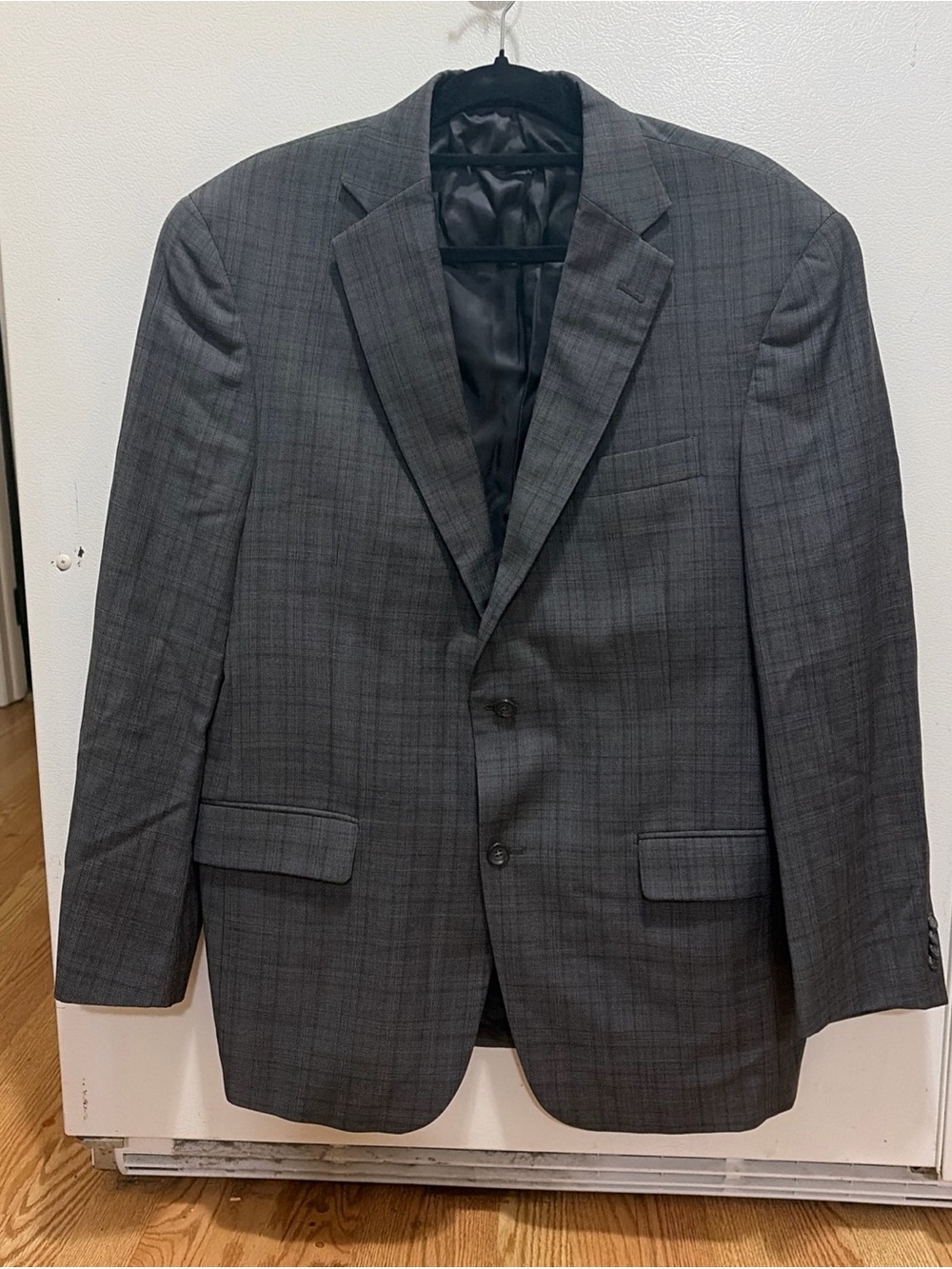 Hart Schaffner Marx Charcoal Glen Plaid Two-Button Suit Jacket